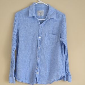 Medium Rails Charli Cove Stripe Button Up Shirt Long Sleeve Blue White